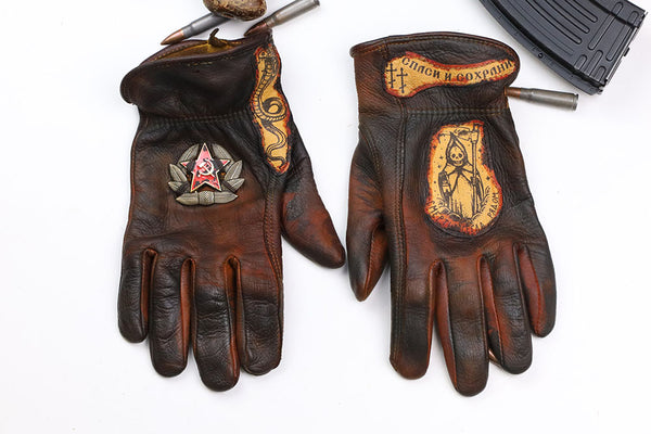 Distressed Leather Gloves "Soviet Edition"