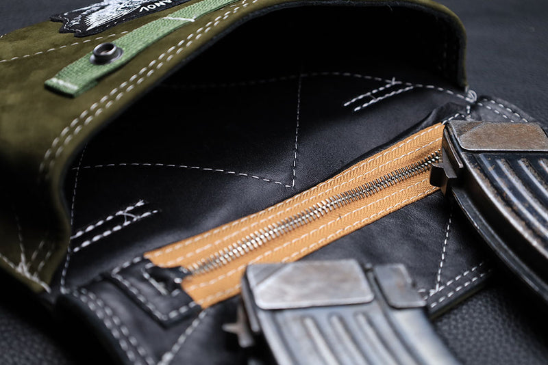 Leather Dump Pouch Green