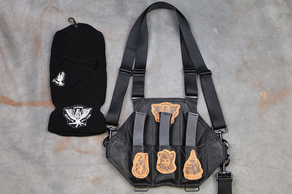 3 Cell Leather Chestrig Tattoo 9x19